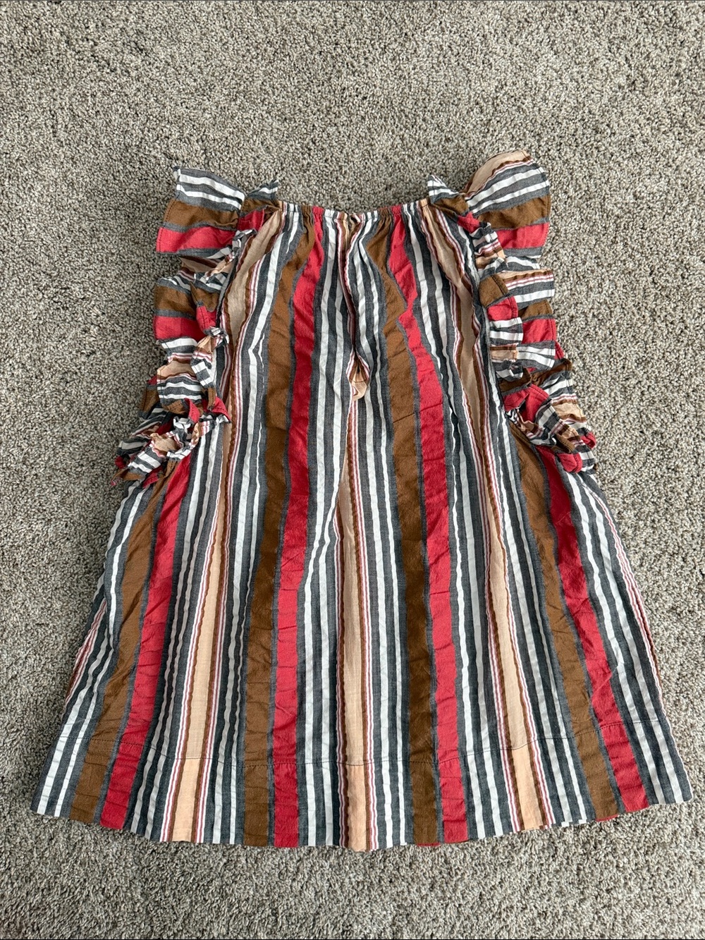 Ulla Johnson Top Adana Tank Ruffle in Poppy Stripe - Picture 4 of 6
